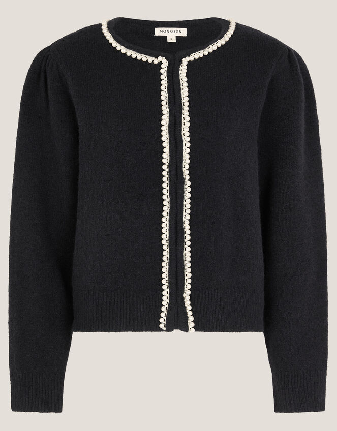 Pia Pearl Embellished Cardigan, Blue (NAVY), large