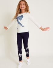 Sequin Bow Long Sleeve Top, Ivory (IVORY), large