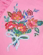 Floral Bouquet Broderie Frill Top, Pink (PINK), large