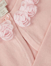Baby Ottilie Appliqu&eacute; Rose Cardigan, Pink (DUSKY PINK), large