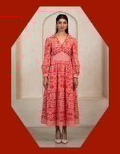 India & Mills Pippa Tropic Midi Dress, Red (RED), large