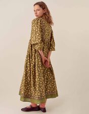 East Darney Embroidered Floral Midi Dress, Green (KHAKI), large