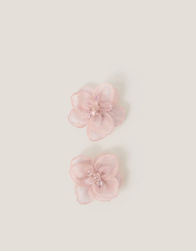 2-Pack Flower Bead Hair Clips, Pink (PALE PINK), large