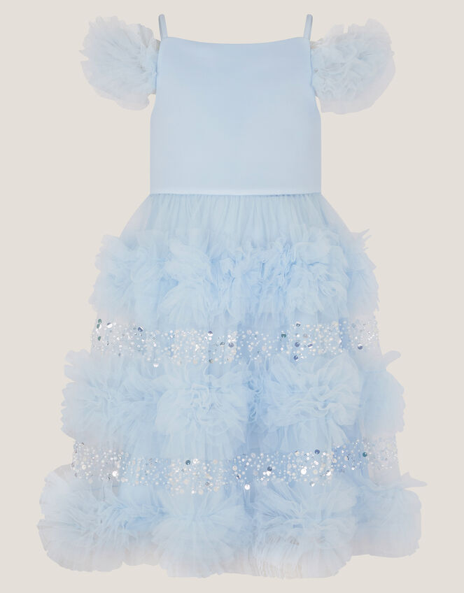 Nyla Embellished Ruffle Party Dress, Blue (PALE BLUE), large