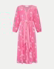 East Amber Floral Print Midi Dress, Pink (PINK), large