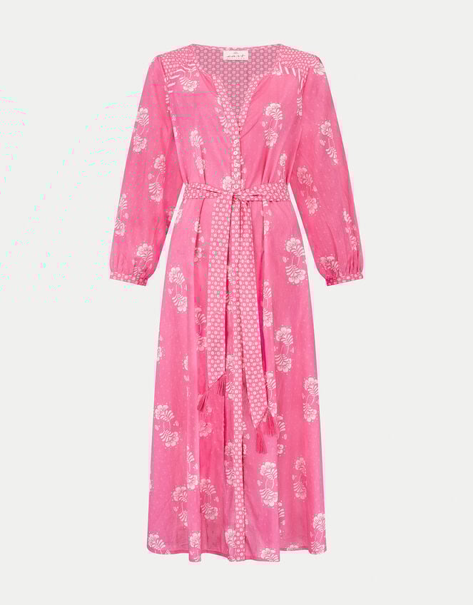 East Amber Floral Print Midi Dress, Pink (PINK), large
