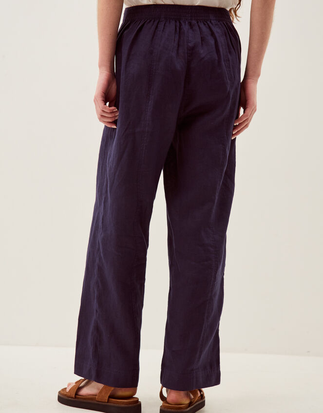 Lucy Regular Straight Leg Linen Trousers, Blue (NAVY), large