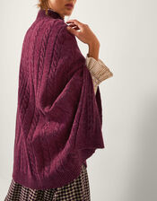 Carrie Cable Knit Poncho, , large