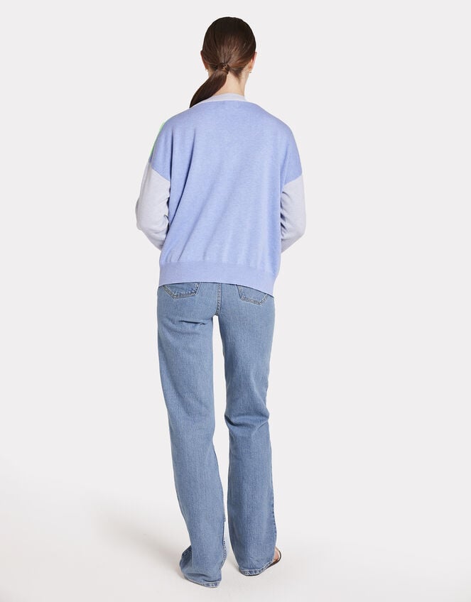Wispr Summer Stripe V-Neck Jumper, Blue (BLUE), large
