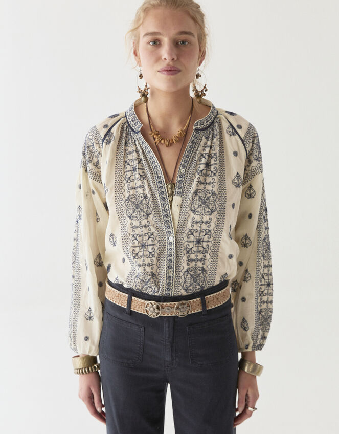 Maison Hotel Stephanie Embroidered Blouse, White (OFF WHITE), large