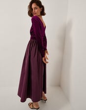 Vita Velvet Midi Dress, Purple (AUBERGINE), large