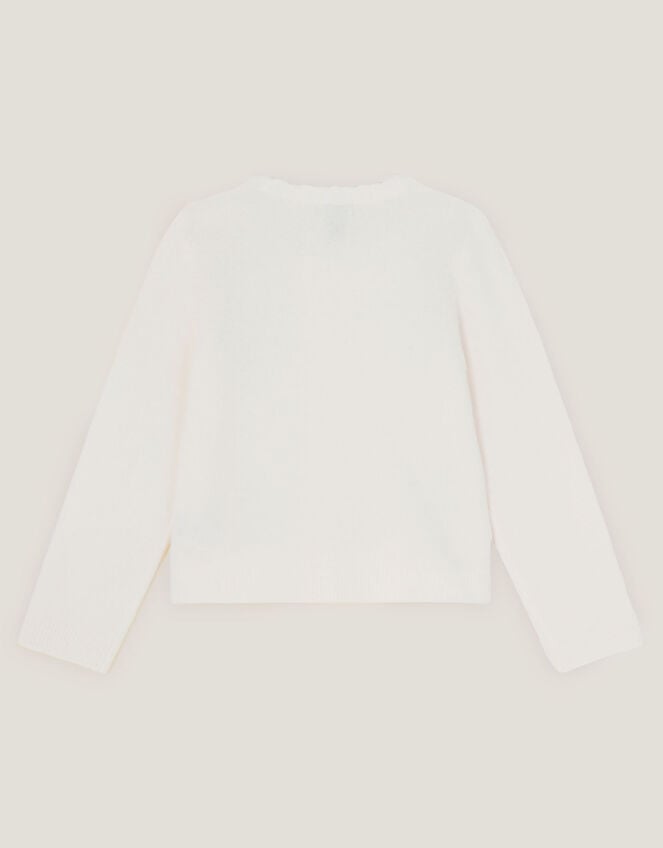 Bow Embellished Cardigan, Ivory (IVORY), large