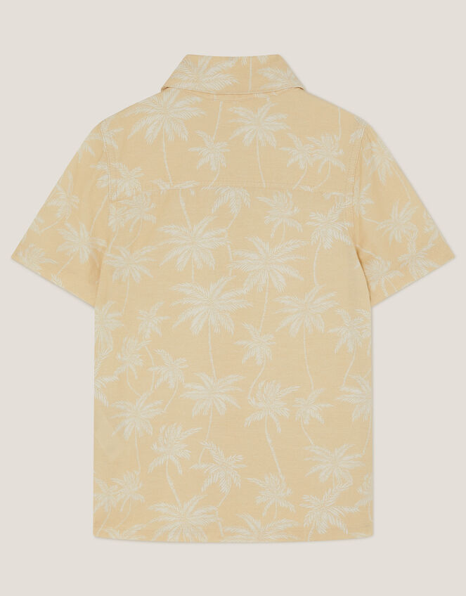 Palm Print Short Sleeve Shirt, Natural (STONE), large