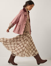 Chelsea Check Print Midi Skirt, Natural (NATURAL), large