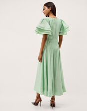 Pelia Flutter Sleeve Pleated Midi Dress, Green (MINT), large