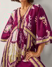 Amisha Kaftan Midi Dress, Red (BURGUNDY), large