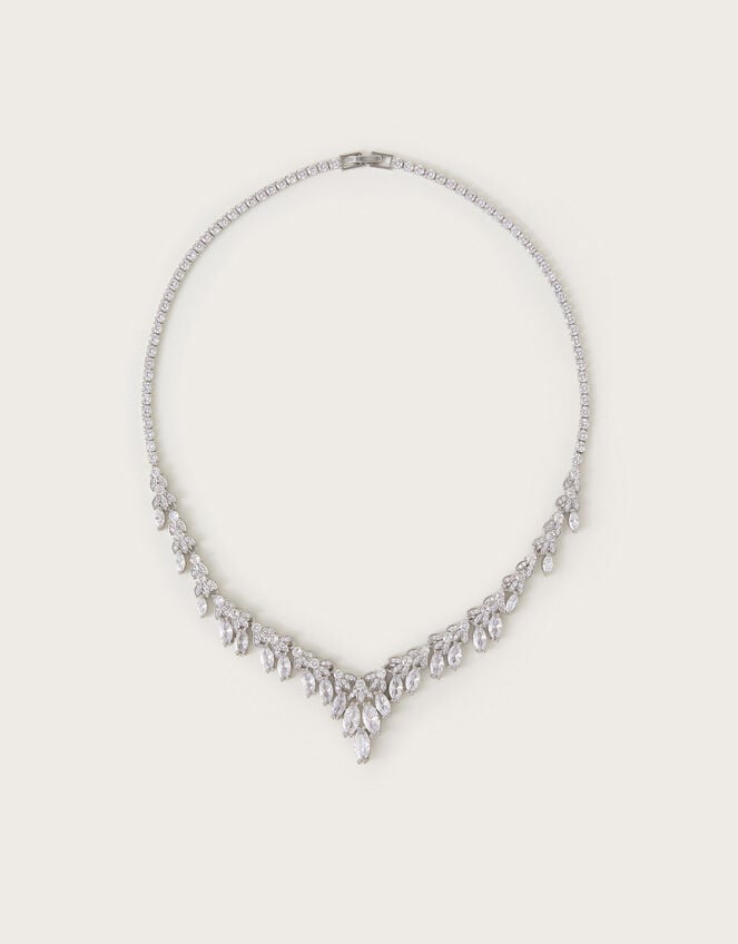 Diamante Leaf Necklace, , large