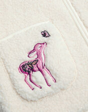 Baby Embroidered Faux Shearling Fleece Jacket, Cream (CREAM), large