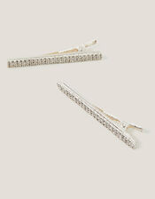 2-Pack Diamanté Metal Hair Slides, , large
