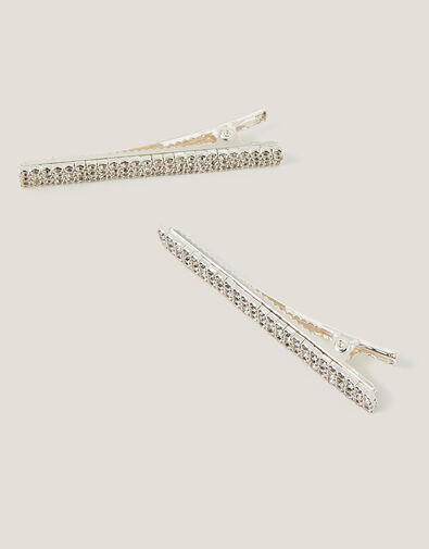 2-Pack Diamanté Metal Hair Slides, , large