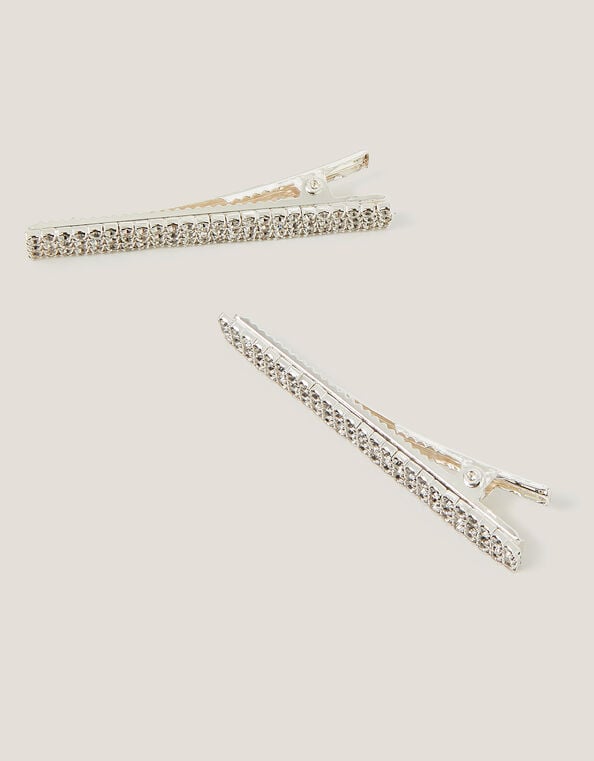 2-Pack Diamanté Metal Hair Slides, , large