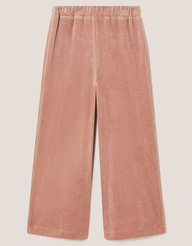 Embellished Velour Wide Leg Trousers, Pink (PINK), large