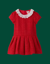 Hatley Lace Collar Boucle Party Dress, Red (RED), large
