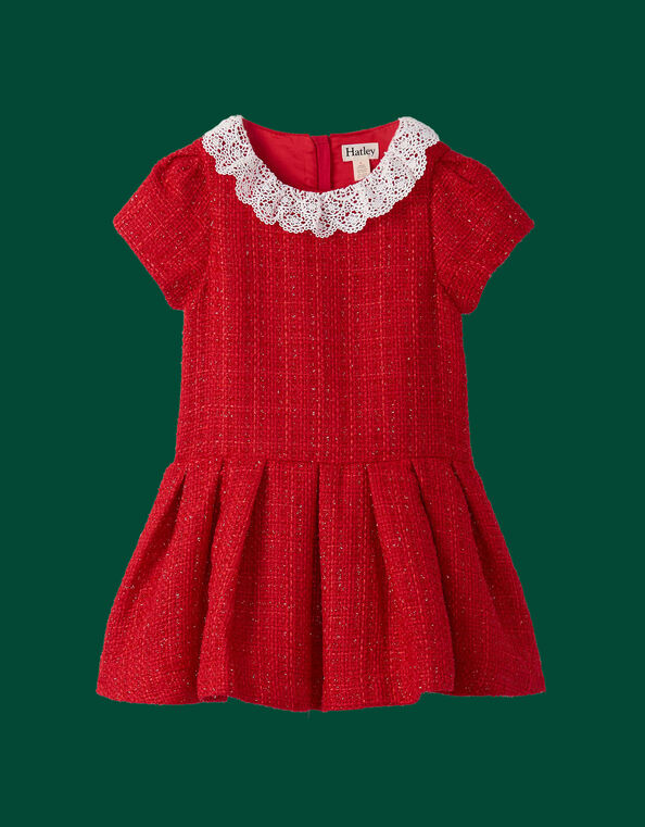 Hatley Lace Collar Boucle Party Dress, Red (RED), large