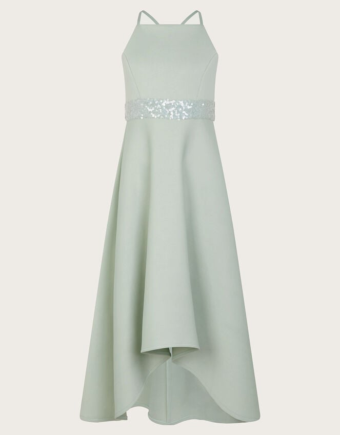 Strappy Sequin High-Low Prom Dress, Green (SAGE), large