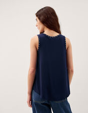 Sabia Stud Jersey Cami Top, Blue (NAVY), large