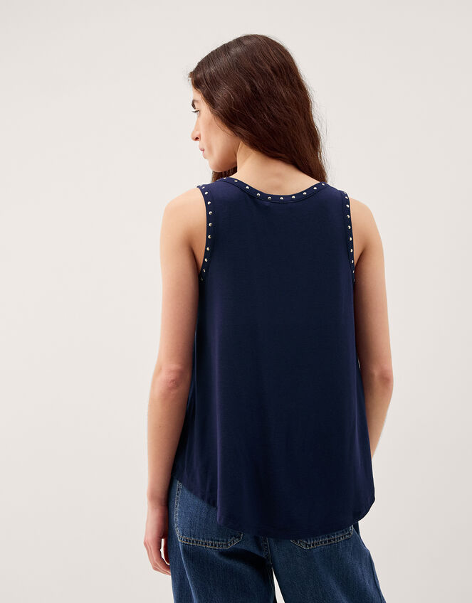Sabia Stud Jersey Cami Top, Blue (NAVY), large