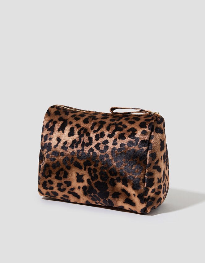 Leopard Print Velvet Make Up Bag, , large