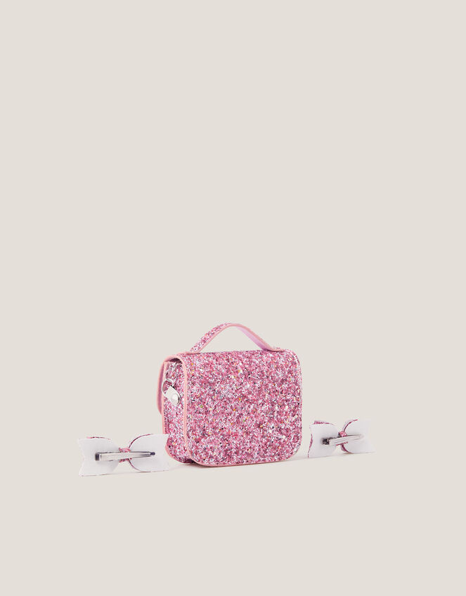 Glitter Satchel Bag & Hair Clips Set, , large