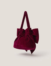 Ciri Bow Velvet Pouch Bag, , large