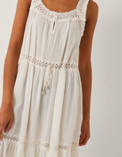 Maddi Sleeveless Embroidered Midi Dress, Cream (CREAM), large