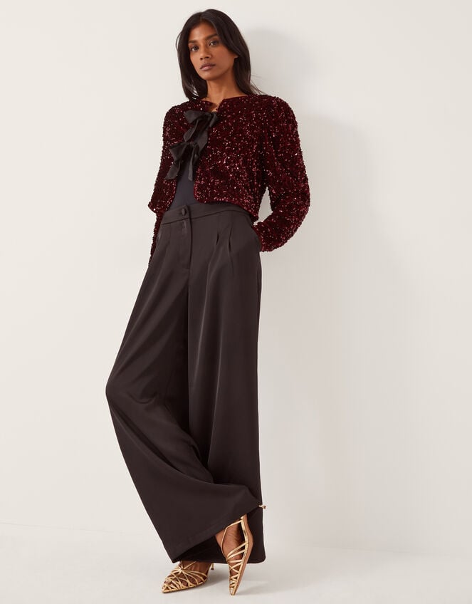 Belinda Bow Sequin Jacket, Red (BERRY), large