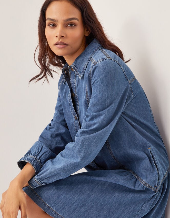 Isla Denim Shirt Dress, Blue (DENIM BLUE), large