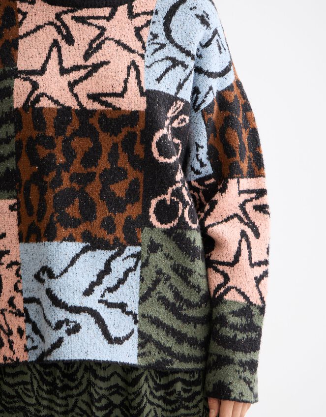 Scotch & Soda Oversized Patchwork Print Jumper, Multi (MULTI), large