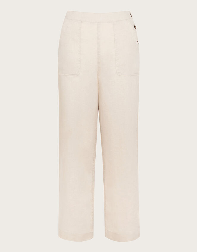 Parker Linen Crop Trousers, Natural (NATURAL), large