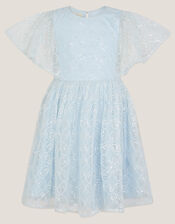 Ahanna Flutter Sleeve Sequin Party Dress, Blue (PALE BLUE), large