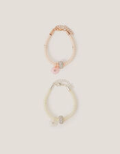 2-Pack Flower Charm Pearl Tube Bracelets, , large