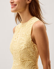 Gianna Sleeveless Lace Midi Dress, Yellow (YELLOW), large