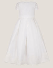 Lola Bow Lace Trim Dress, White (WHITE), large