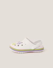 Flower Stripe Clogs, Ivory (IVORY), large