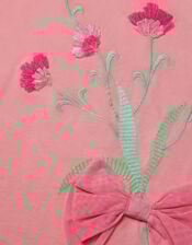 Tulip Embroidered Bow T-Shirt, Pink (PINK), large