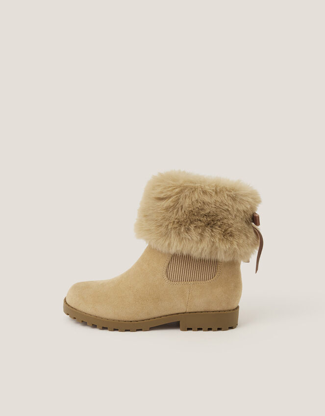 Faux Fur Chelsea Boots, Tan (TAN), large