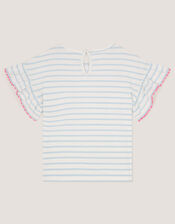 Sequin Bow Stripe T-Shirt, Ivory (IVORY), large