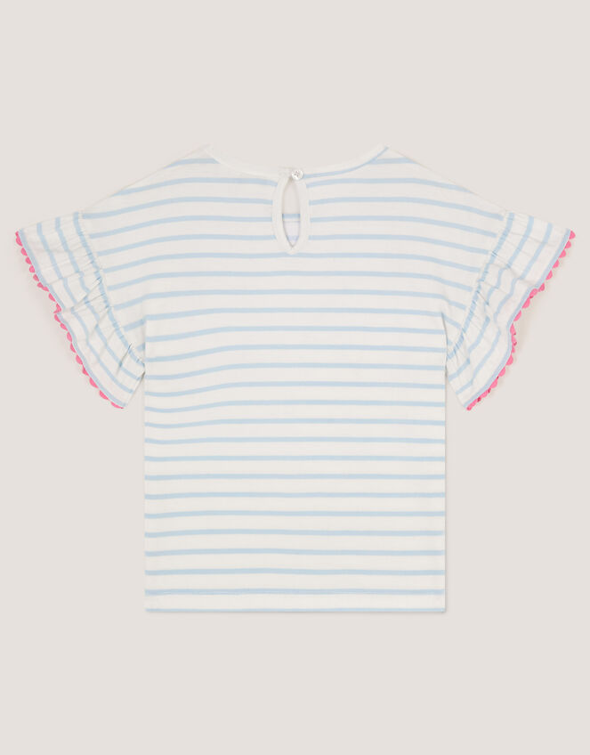 Sequin Bow Stripe T-Shirt, Ivory (IVORY), large