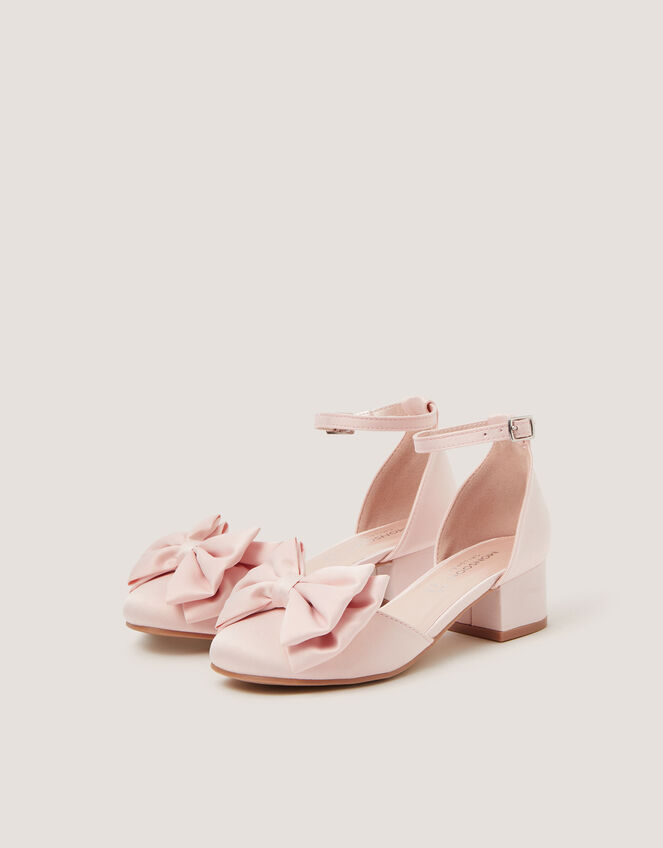 Bow Satin Two Part Heels, Pink (PINK), large
