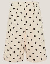 Isabel Polka Dot Longline Shorts, Ivory (IVORY), large